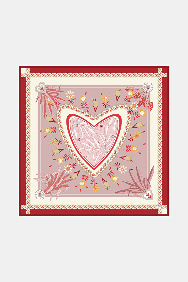 PUDRA ÇİÇEK DESENLİ TWILL EŞARP