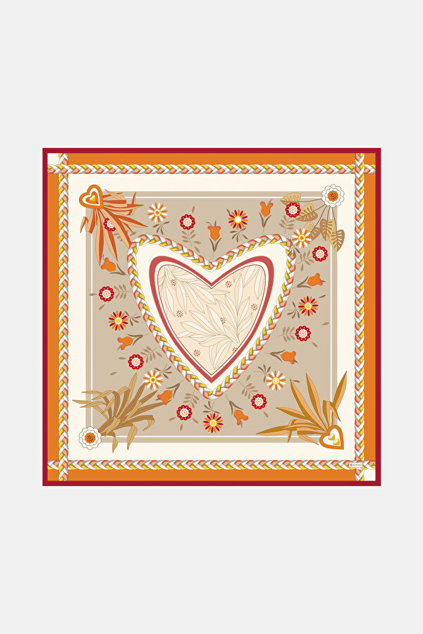 KUM ÇİÇEK DESENLİ TWILL EŞARP
