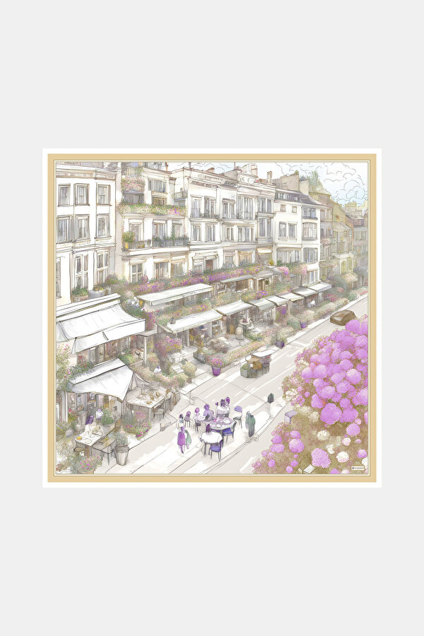 BEJ DESENLİ TWİLL EŞARP