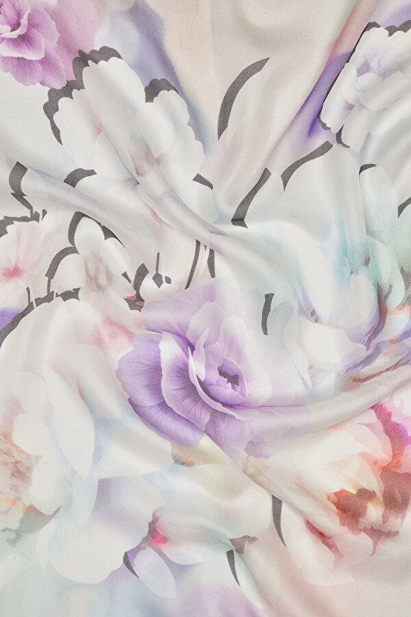 LILAC FLORAL PATTERN ETAMIN VOILE SCARF 2