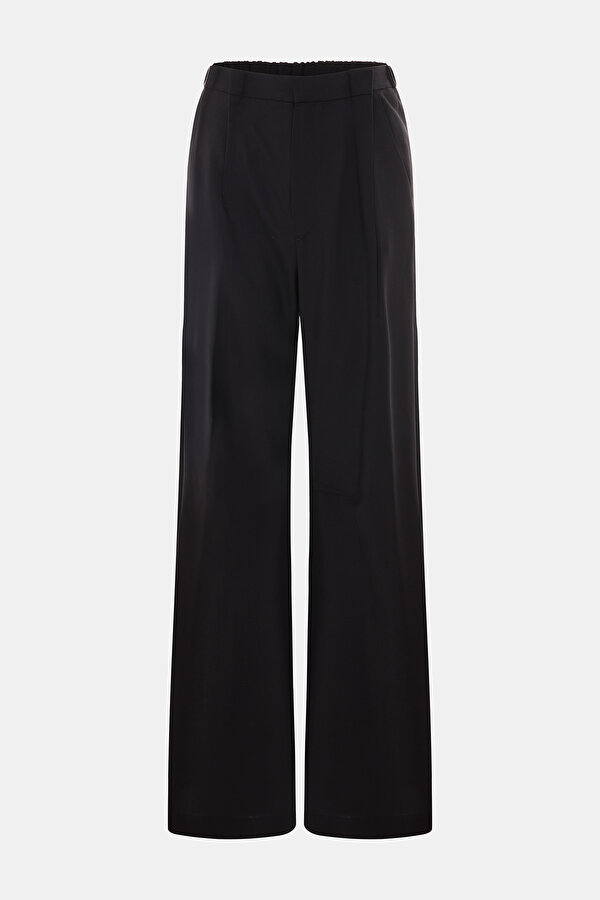 BLACK STRAİGHT CUT WOOL TROUSERS