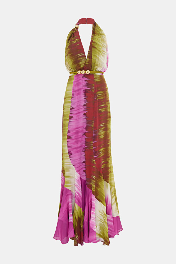 MULTİCOLOR DESİGN FİLLED MAXİ DRESS