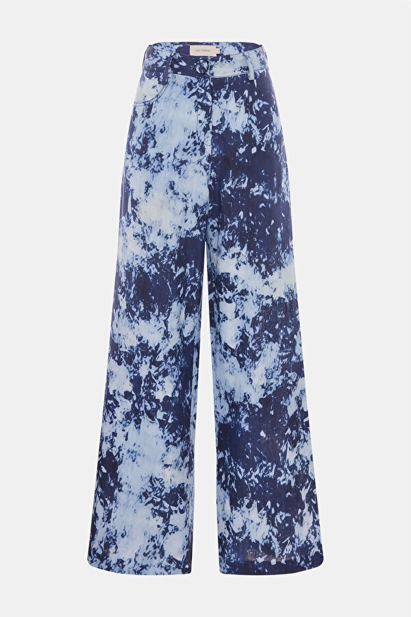 LİGHT BLUE STRAİGHT CUT LİNEN TROUSERS