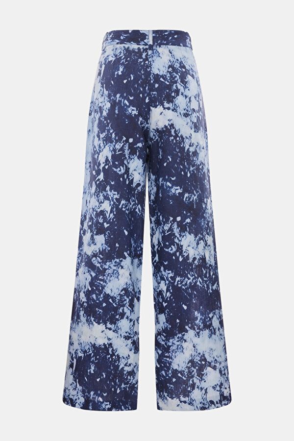 LİGHT BLUE STRAİGHT CUT LİNEN TROUSERS 2