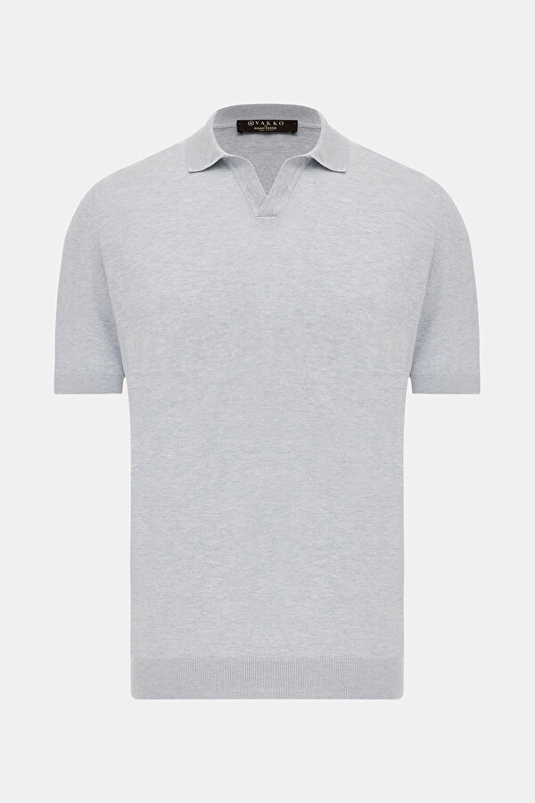 GRİ POLO YAKA KISA KOLLU T-SHIRT