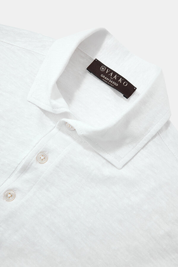 BEYAZ POLO YAKA KISA KOLLU T-SHIRT 6