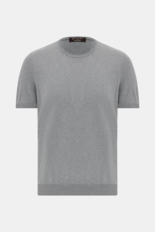 GRİ O YAKA KISA KOLLU T-SHIRT