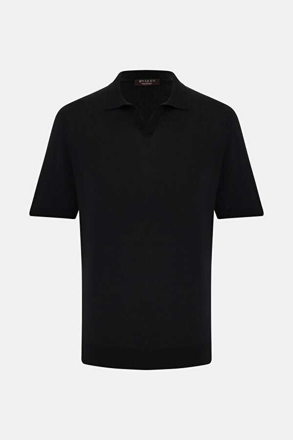 SİYAH POLO YAKA KISA KOLLU T-SHIRT