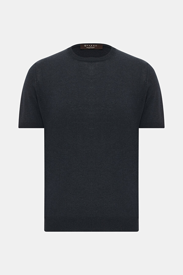 LACİVERT O YAKA KISA KOLLU T-SHIRT