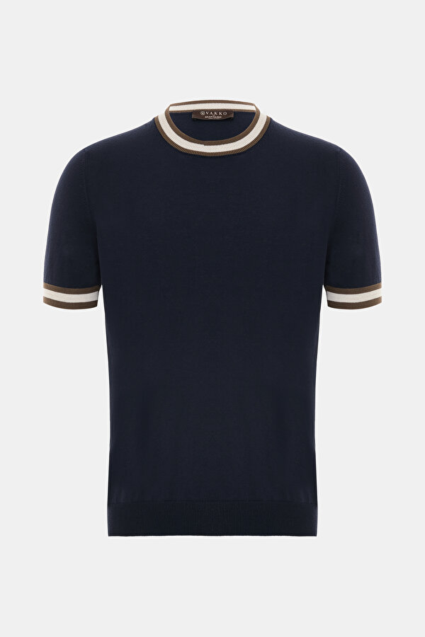 LACİVERT O YAKA KISA KOLLU T-SHIRT