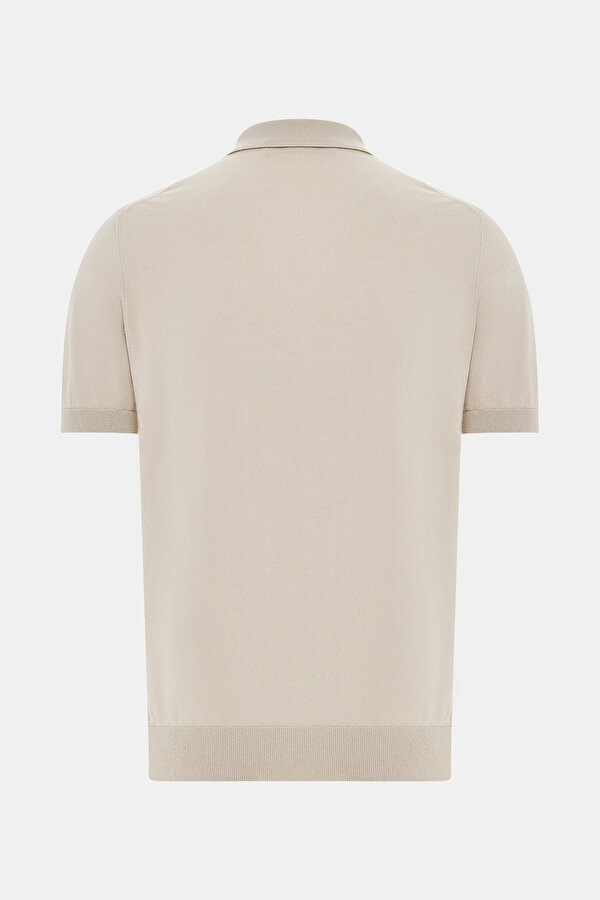 BEIGE POLO NECK SHORT SLEEVE TSHIRT 2