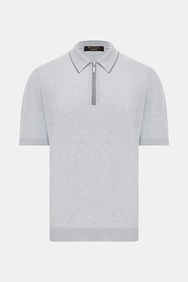 GRİ POLO YAKA KISA KOLLU T-SHIRT
