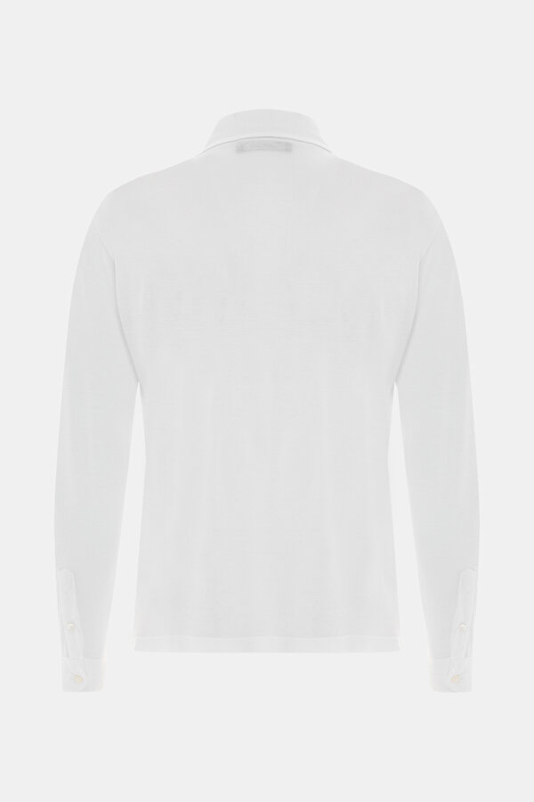 BEYAZ POLO YAKA UZUN KOLLU T-SHIRT 2