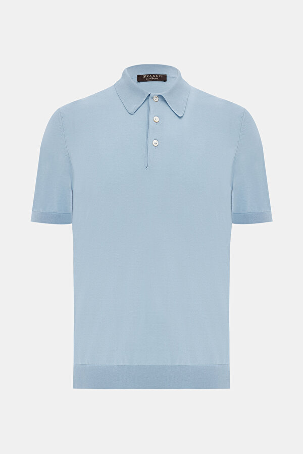 AÇIK MAVİ POLO YAKA KISA KOLLU T-SHIRT