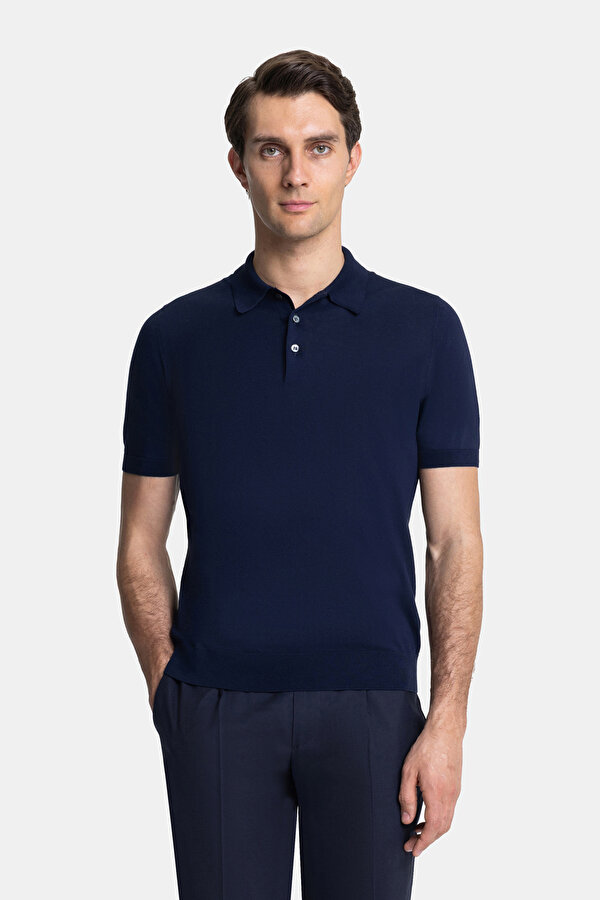LACİVERT POLO YAKA KISA KOLLU T-SHIRT