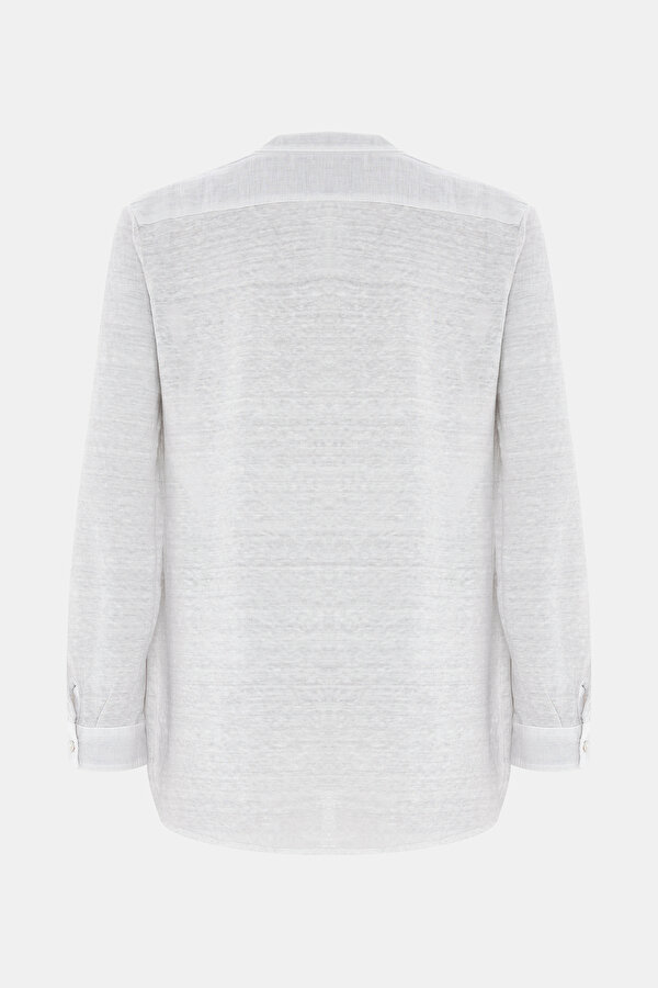 LIGHT GREY V NECK LONG SLEEVE BLOUSE 6