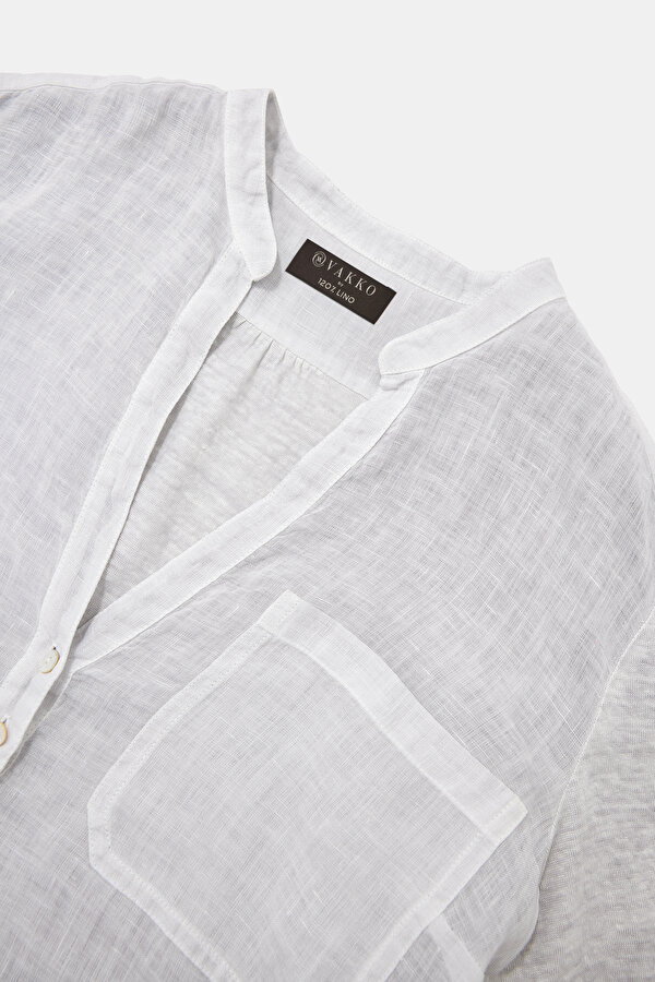 LIGHT GREY V NECK LONG SLEEVE BLOUSE 7