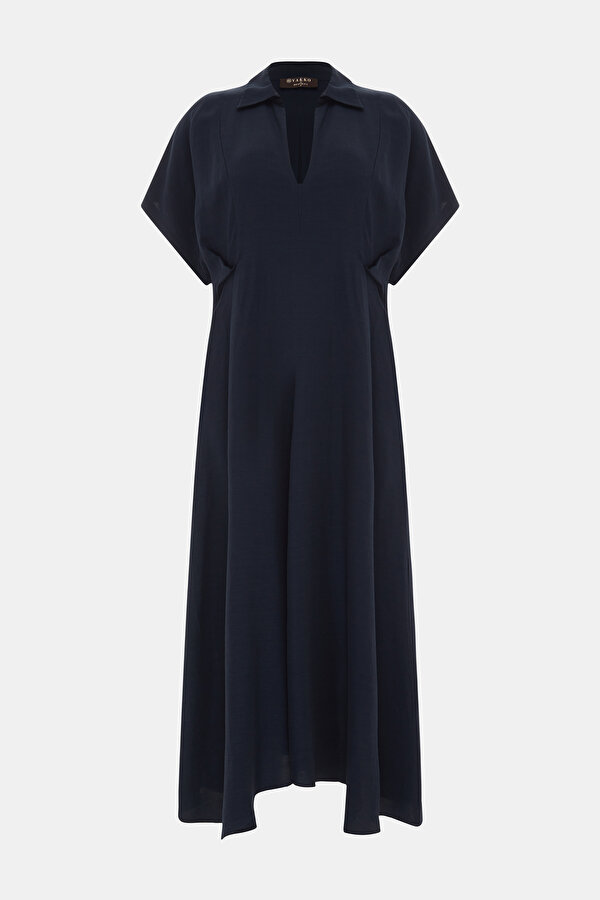 NAVY BLUE OFF THE SHOULDER MIDI DRESS 7