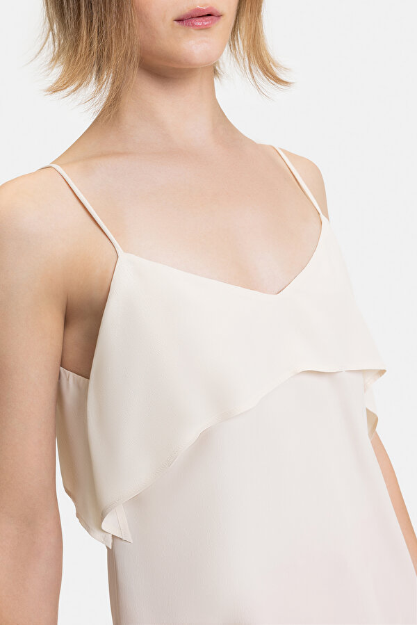 CREAM V NECK SLEEVELESS SUSPENDER BLOUSE 7