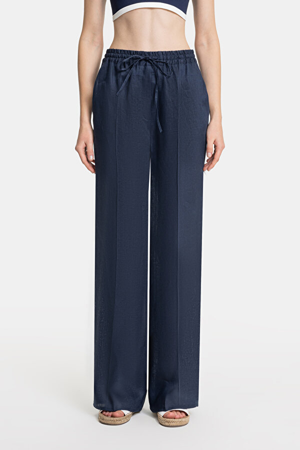 NAVY BLUE STRAIGHT CUT TROUSERS 2