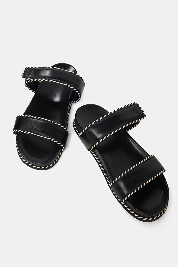 BLACK LEATHER SLIPPER 6