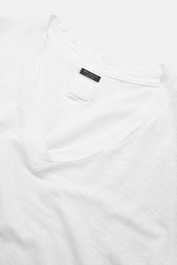 WHITE V NECK SHORT SLEEVE TSHIRT 6