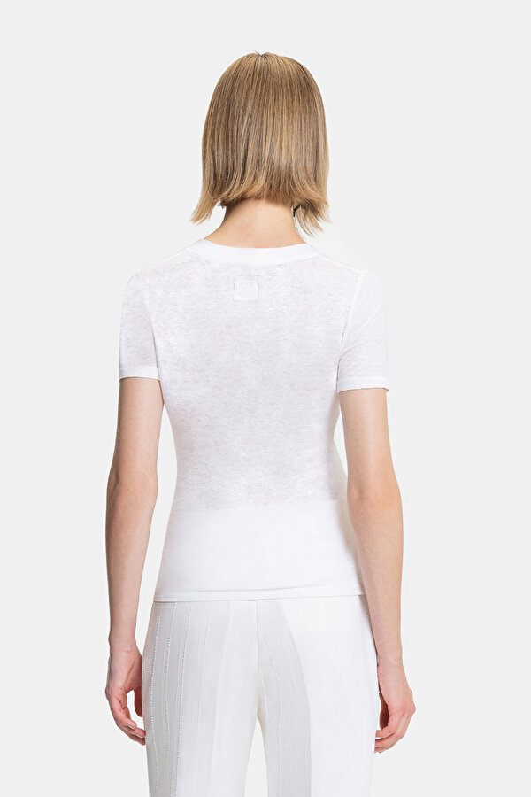 WHITE V NECK SHORT SLEEVE TSHIRT 2
