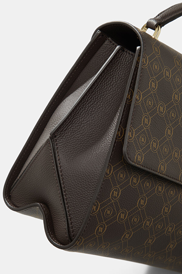 BEIGE MONOGRAM LEATHER BAG 6