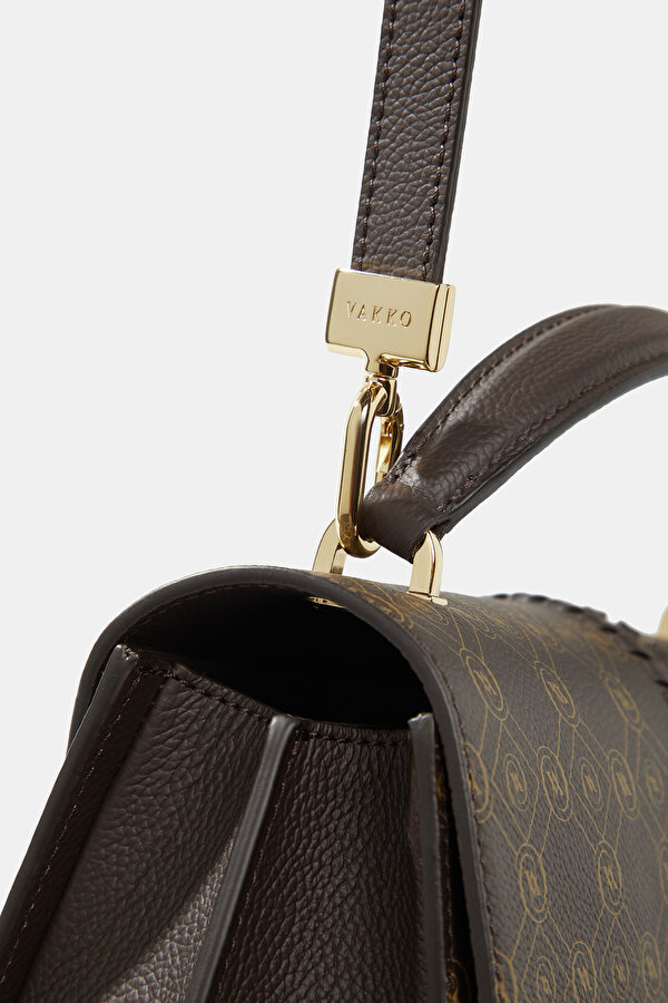 BEIGE MONOGRAM LEATHER BAG 7