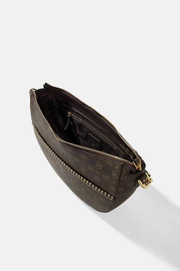 BEIGE MONOGRAM LEATHER BAG 7