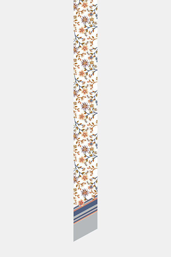 SILVER FLORAL PATTERN TWILL FOULARD 2
