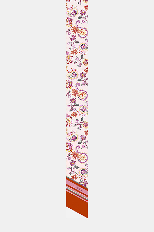 PINK FLORAL PATTERN TWILL FOULARD