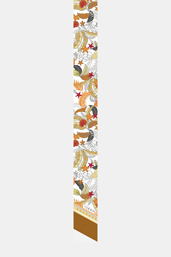 CAMEL FLORAL PATTERN TWILL FOULARD
