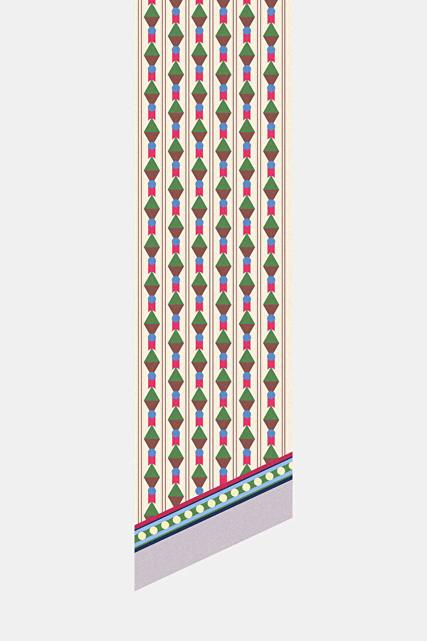 BLUE GEOMETRIC DESIGN TWILL FOULARD 2