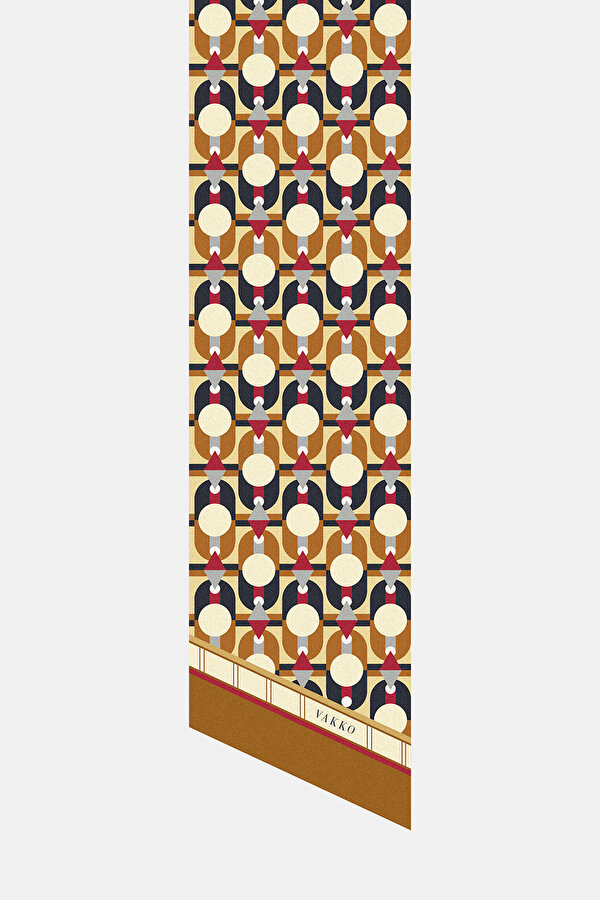 CAMEL GEOMETRIC DESIGN TWILL FOULARD
