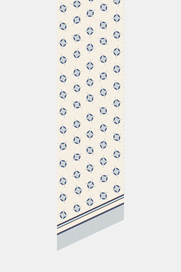 GÜMÜŞ GEOMETRİK DESENLİ TWILL FULAR 2