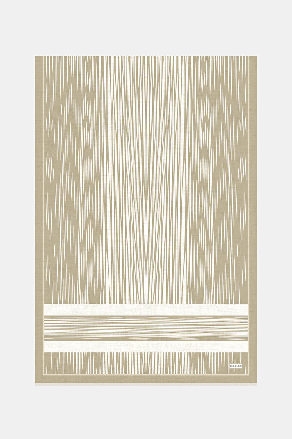ECRU STRIPED PATTERNED TWILL SHAWL