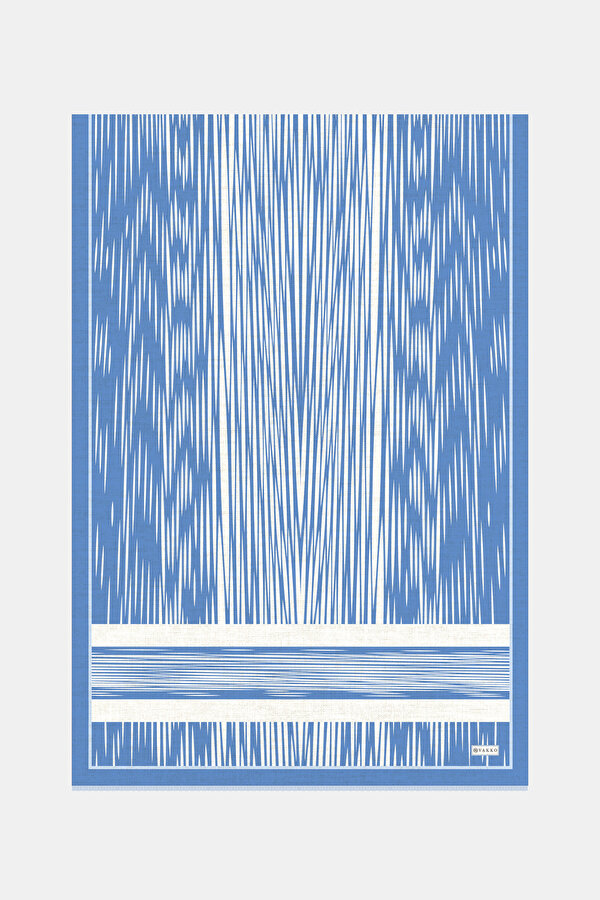 BLUE STRIPED PATTERNED TWILL SHAWL