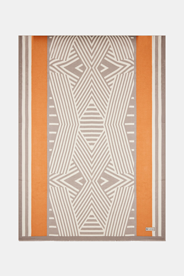 MINK STRIPED PATTERNED VOILE SILK SHAWL