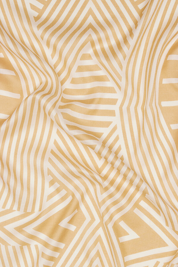 BEIGE STRIPED PATTERNED VOILE SILK SHAWL 2