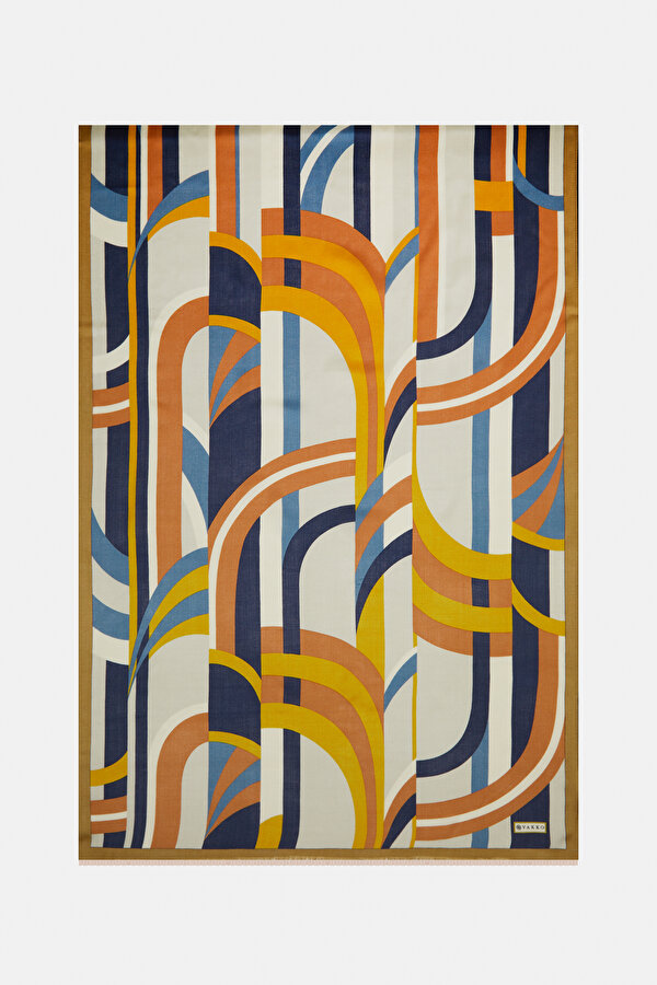 MINK GEOMETRIC DESIGN VOILE SILK SHAWL