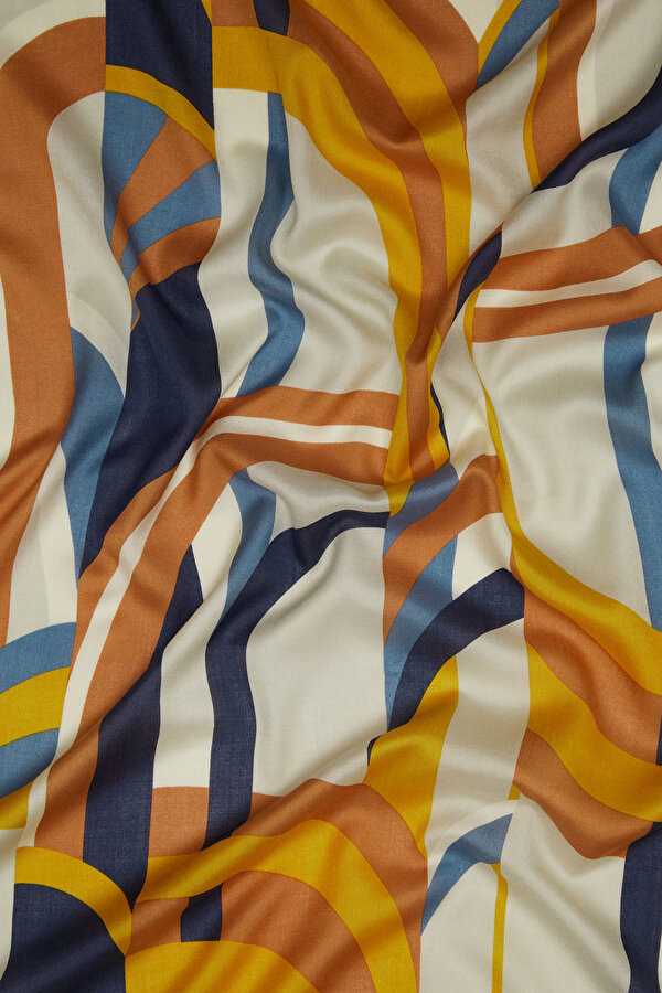 MINK GEOMETRIC DESIGN VOILE SILK SHAWL 2