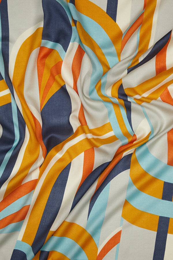 SILVER GEOMETRIC DESIGN VOILE SILK SHAWL 2