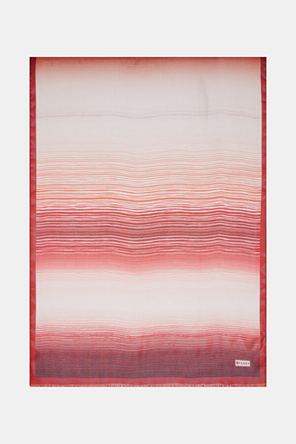RED PAISLEY PATTERNED ETAMIN VOILE SHAWL