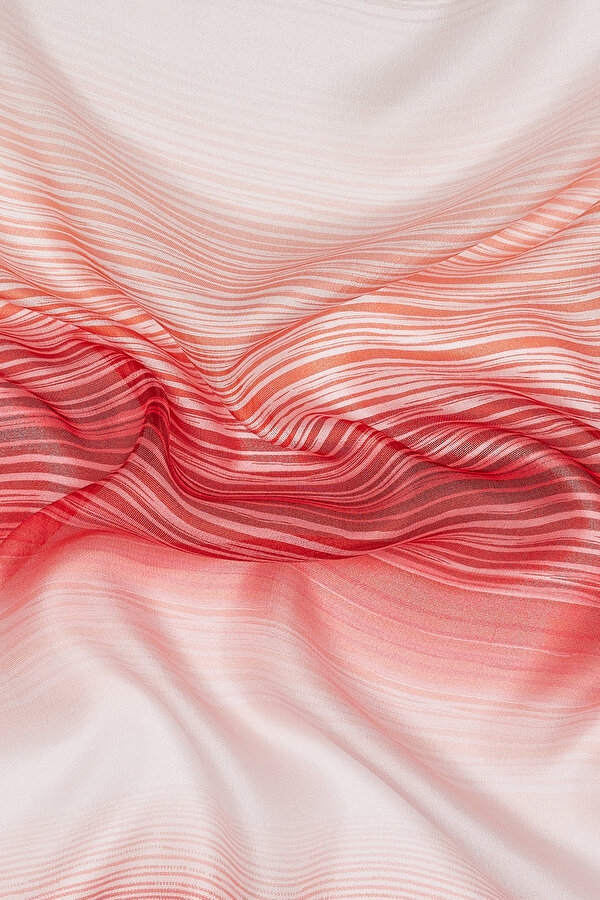 RED PAISLEY PATTERNED ETAMIN VOILE SHAWL 2