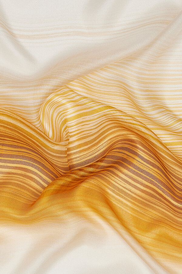 YELLOW PAISLEY PATTERNED ETAMIN VOILE SHAWL 2