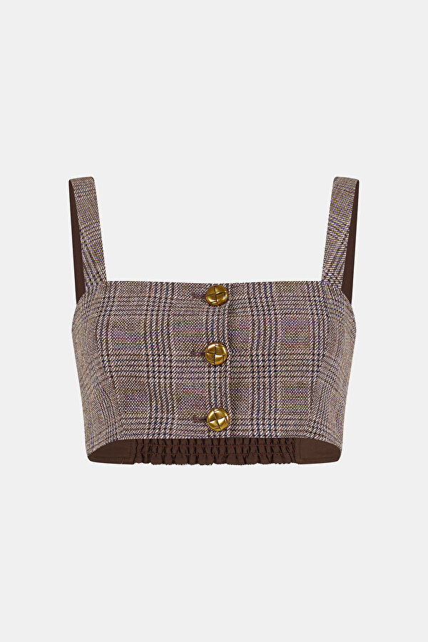 LIGHT BROWN SLEEVELESS SUSPENDER BLOUSE