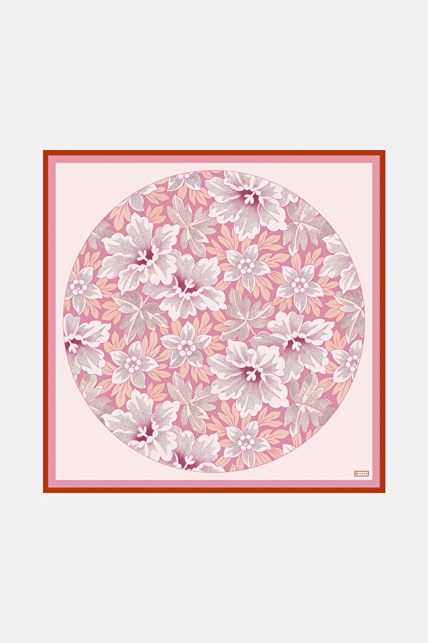 PINK FLORAL PATTERN TWILL SCARF