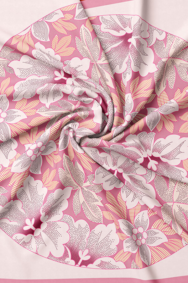 PINK FLORAL PATTERN TWILL SCARF 2