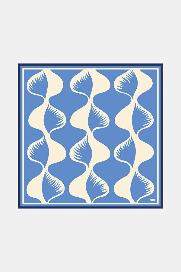 ECRU GEOMETRIC DESIGN TWILL SCARF